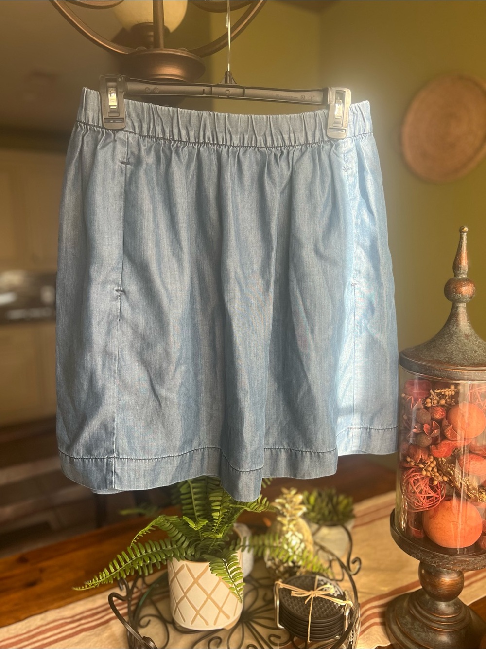 Gap Chambray Elastic Waist Skirt - Light Blue